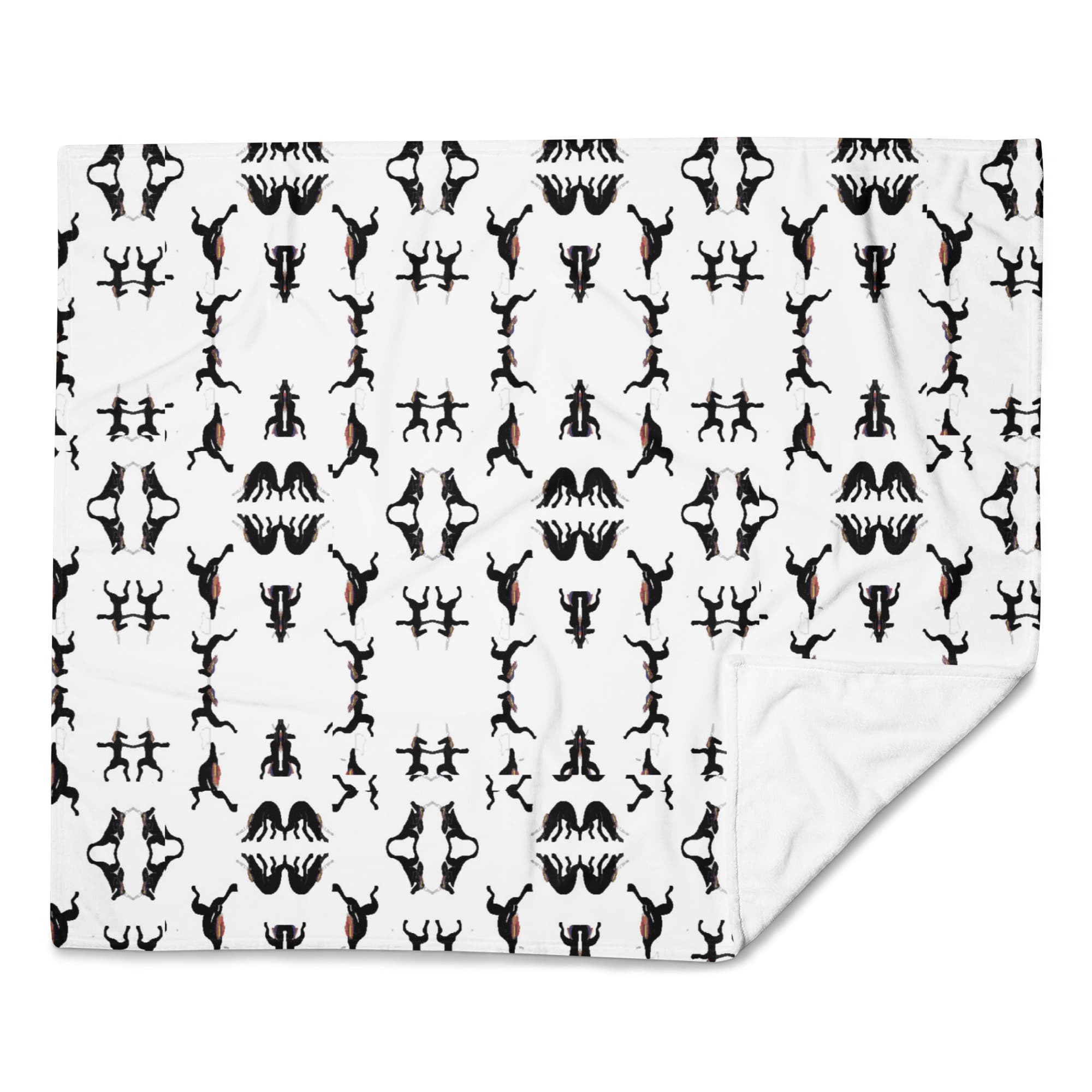 The U-GA pattern throw blanket mockup.